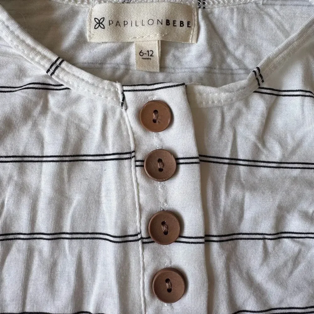 PapillonBebe Striped Henley Shirt and Pants 2 Piece 6-12 Baby Gender Neutral